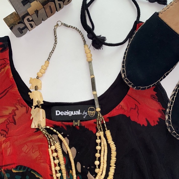 DESIGUAL by LACROIX FLORECILLA Black Mesh Floral Print Dress - Picture 8 of 16